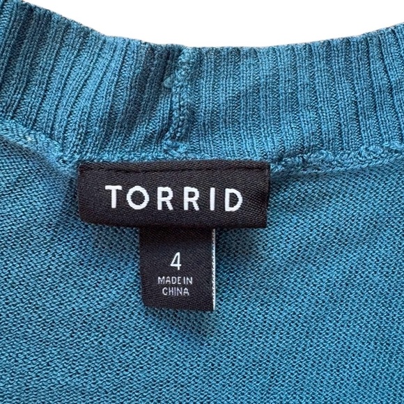 NWOT, Torrid, Tissue Weight 3/4 Sleeve Shrug Sweater, Size 4, Blue 🧶 - Picture 7 of 10